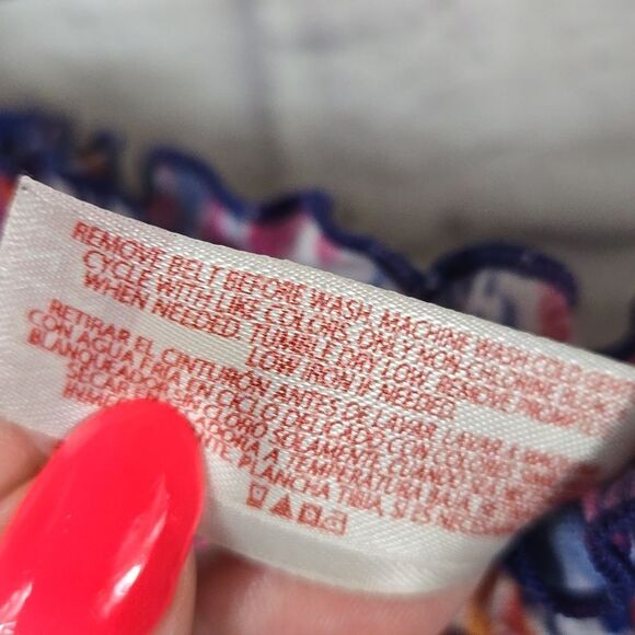 Strapless Maxi Dress Colorful IKAT print Sundress Smocked Babydoll A-line 15/17 - Picture 8 of 9